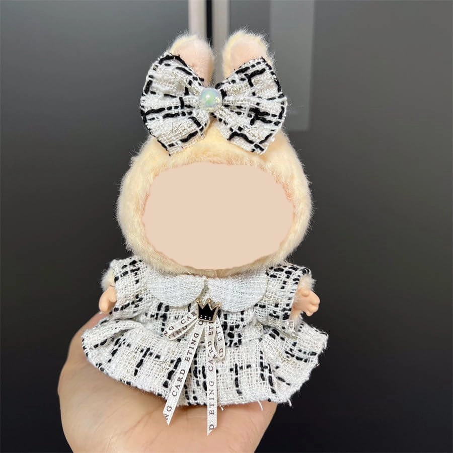 17cm Doll Clothes for LA-BUBU Doll, Delicate Black and White Stripes Bow Dress Set, High-End Doll Accessories, High Fashion Clothes for Playing and Performing(NO Doll)