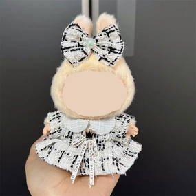 17cm Doll Clothes for LA-BUBU Doll, Delicate Black and White Stripes Bow Dress Set, High-End Doll Accessories, High Fashion Clothes for Playing and Performing(NO Doll)