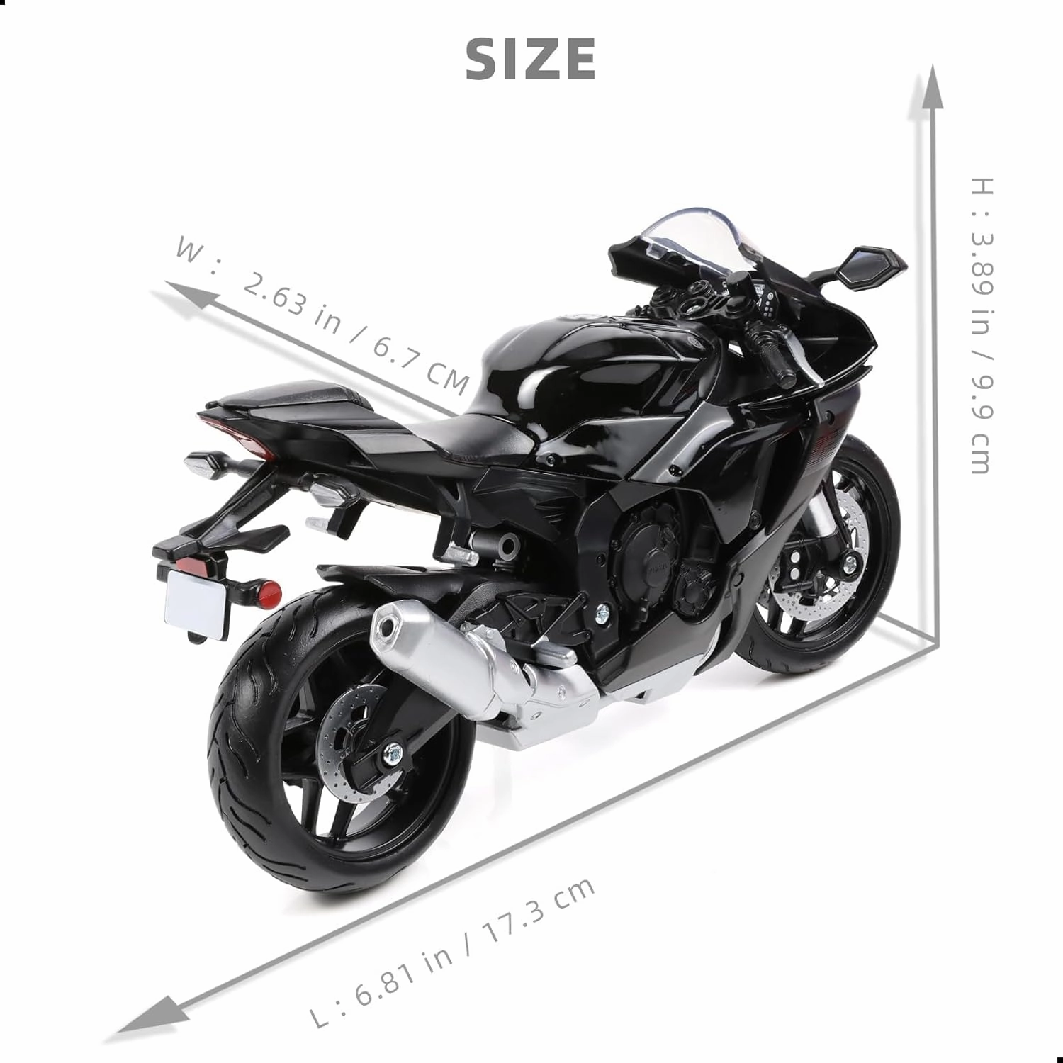 1:12 Motorcycle Model Toy for Yamaha YZF-R1 1000R Metal Die-cast with Plastic Motorcycle Model No Assembly Required Mini Finished Moto Gift for Adult（Black）