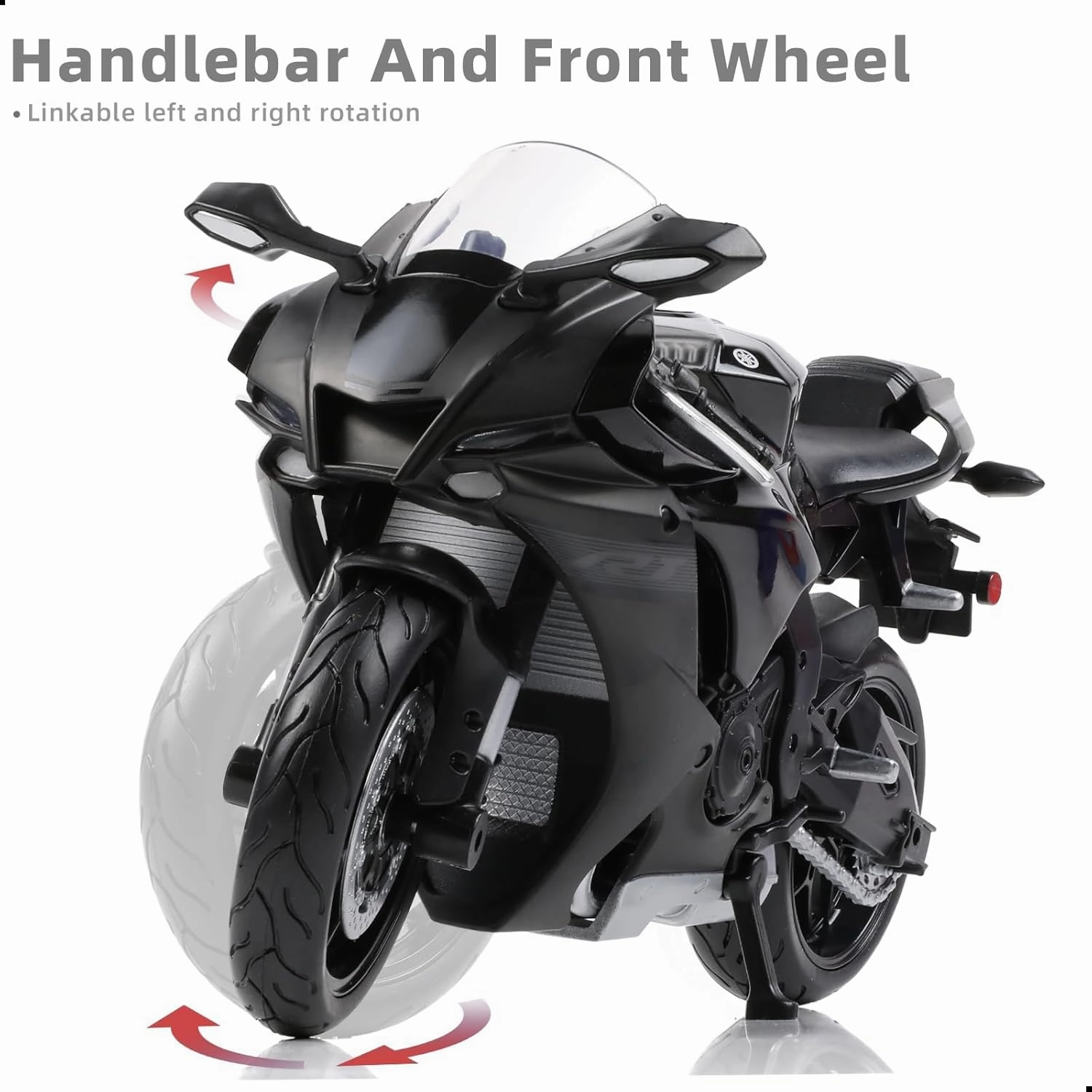1:12 Motorcycle Model Toy for Yamaha YZF-R1 1000R Metal Die-cast with Plastic Motorcycle Model No Assembly Required Mini Finished Moto Gift for Adult（Black）