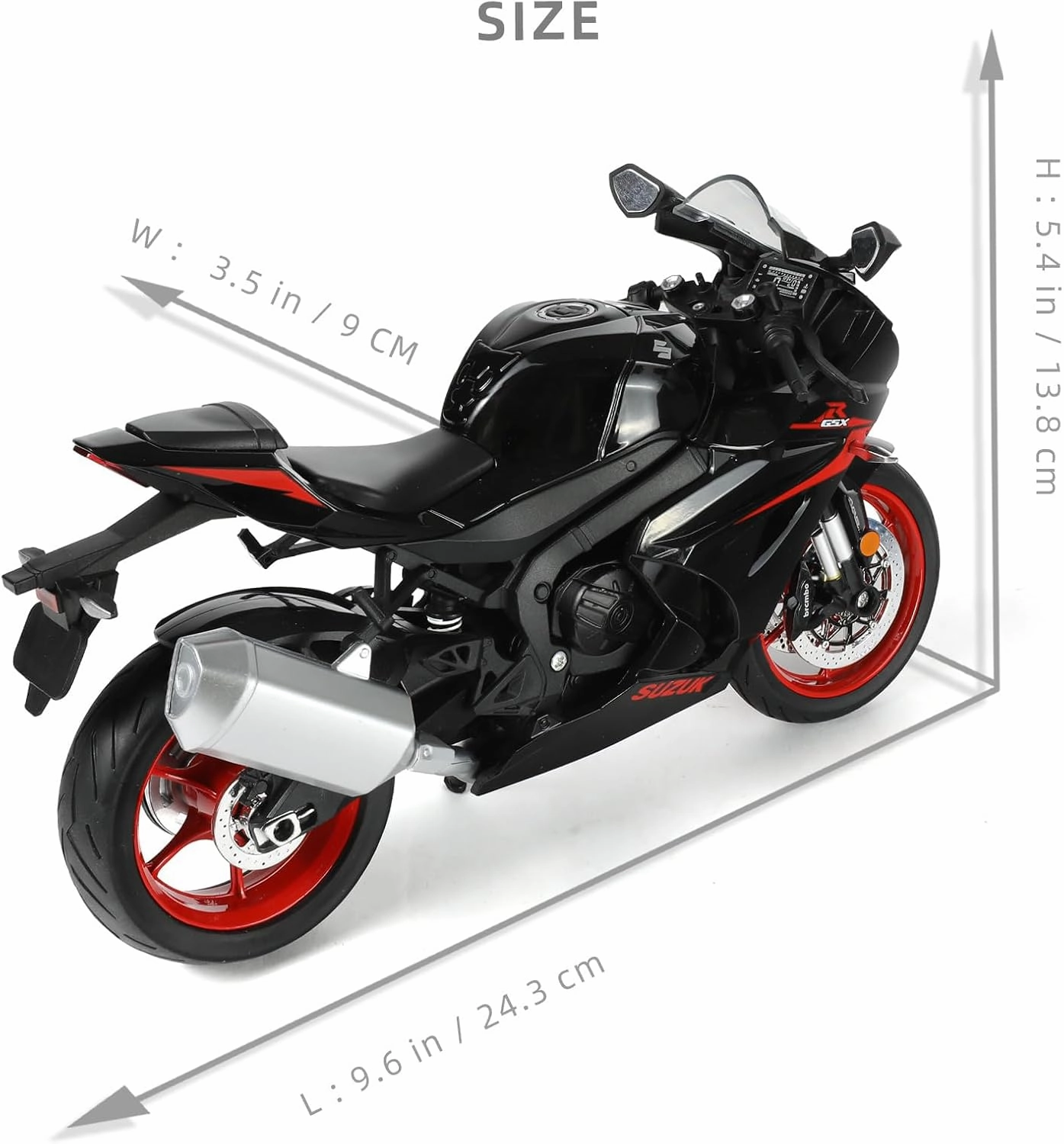 1:9 Motorcycle Model for Suzuki GSX R1000R Metal Die-cast Motorcycle Model No Assembly Required Mini Finished Moto Gift for Adult（Black）