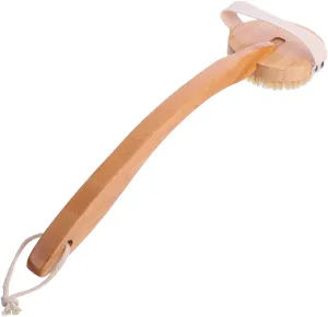 1Pc Detachable Wooden Bathing Brush Long Handle Shower Tool for Exfoliating and Massaging Khaki Design for Deep Cleansing and Skin Revitalization