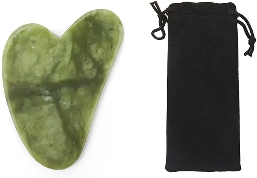 1PS Gua Sha-Stone Jade Tool for Facial Care Acupuncture Therapy Swelling Treatment Stretching with Bag-xiuyu with Bag