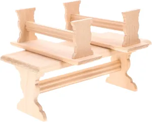 1set Miniature Wooden Table and Bench Dollhouse Decor Compact Furniture Model for Creative Play Design for Mini House Accessories