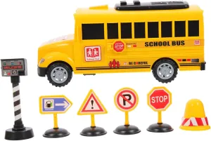 1Set Pull Bus for Friction Powered Vehicle with Bright Colors and Cartoon Design for Boys and Ages and Up for Playtime and Learning