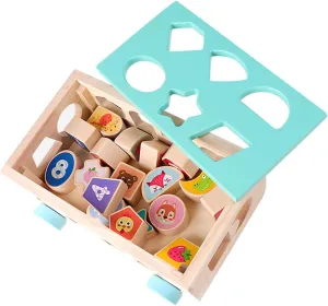 1set Wooden Bus Shape Matching Toy Compact Sensory Block Plaything for Boy Girl Color Recognition Hand-Eye Coordination Development Preschool Educational for Boys Girls