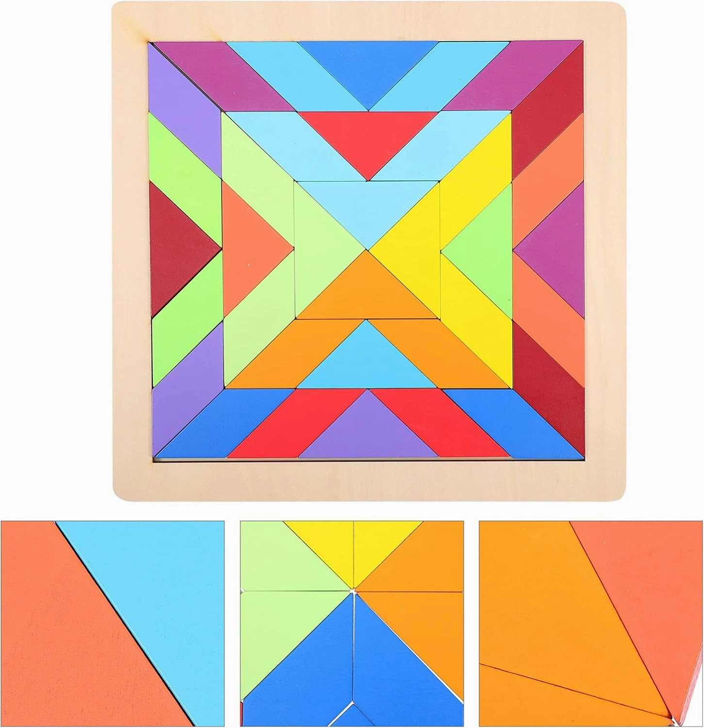 1set Wooden Rainbow Building Blocks Puzzle Toy for Boy Girl Early Education Activity for Cognitive Development Color Shape Recognition Parent-boy Girl Interaction
