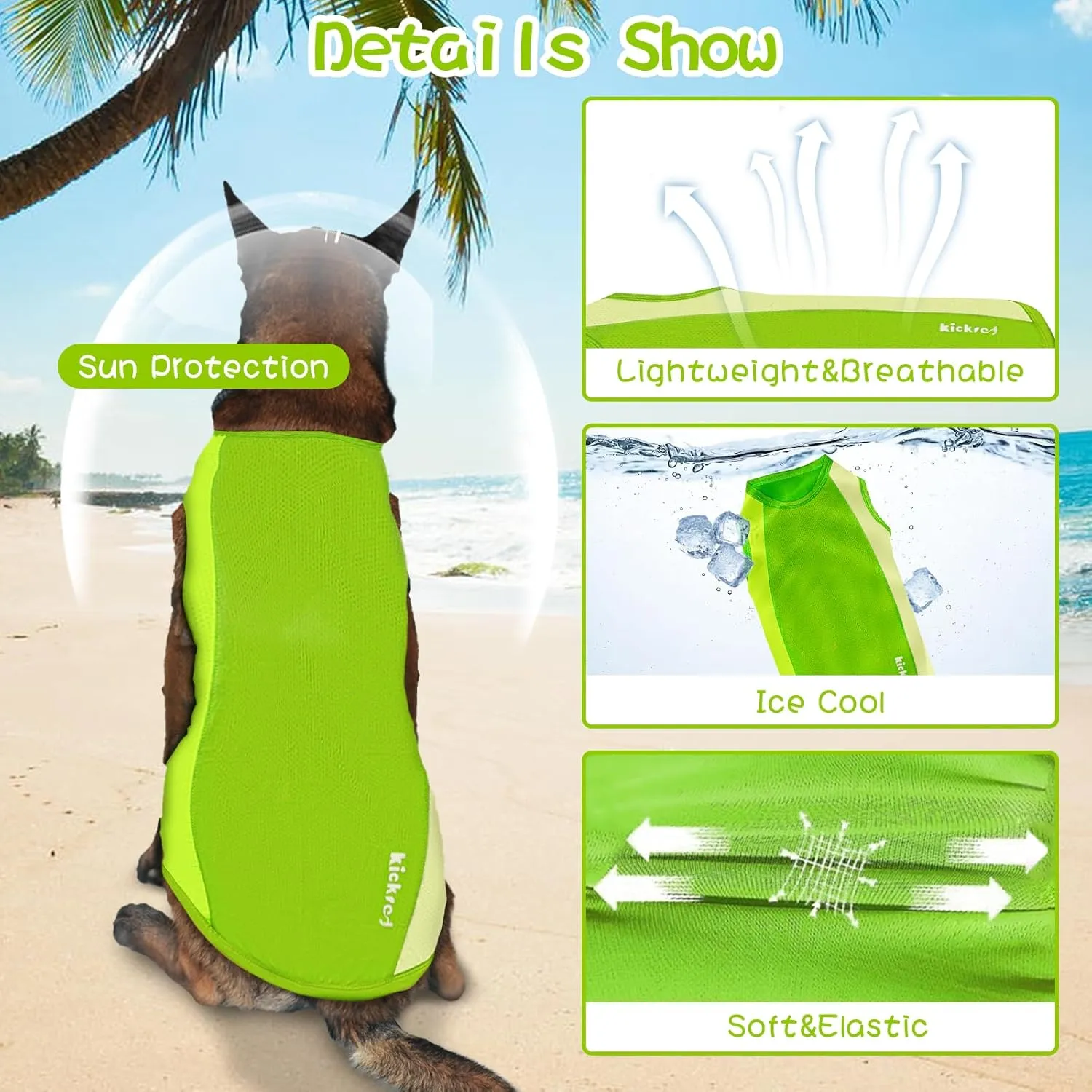 2 Pack Dog Shirts, Breathable Mesh Dog Clothes Pet Sleeveless Vest, Lightweight Stretchy Tank Top T-Shirts for Large Dogs, XL