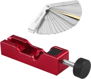 2 PCS Car Spark Plug Gap Tool, Spark Plug Gapper Adjustment with 32 Blades Feeler Gauge, Spark Plug Gap Setting Tool for Most 10mm 12mm 14mm 16mm Spark Plugs, Car Accessories (Red)
