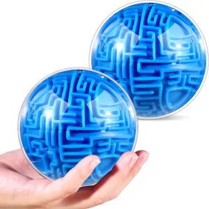2 Pcs Maze Ball 3D Maze Puzzle Brain Teasers Games 4 Inch Puzzle Toy Gravity Memory Ball Educational Toys Gifts for Adults (Blue)
