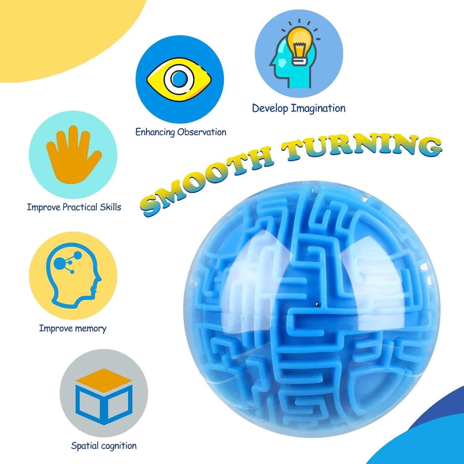 2 Pcs Maze Ball 3D Maze Puzzle Brain Teasers Games 4 Inch Puzzle Toy Gravity Memory Ball Educational Toys Gifts for Adults (Blue)
