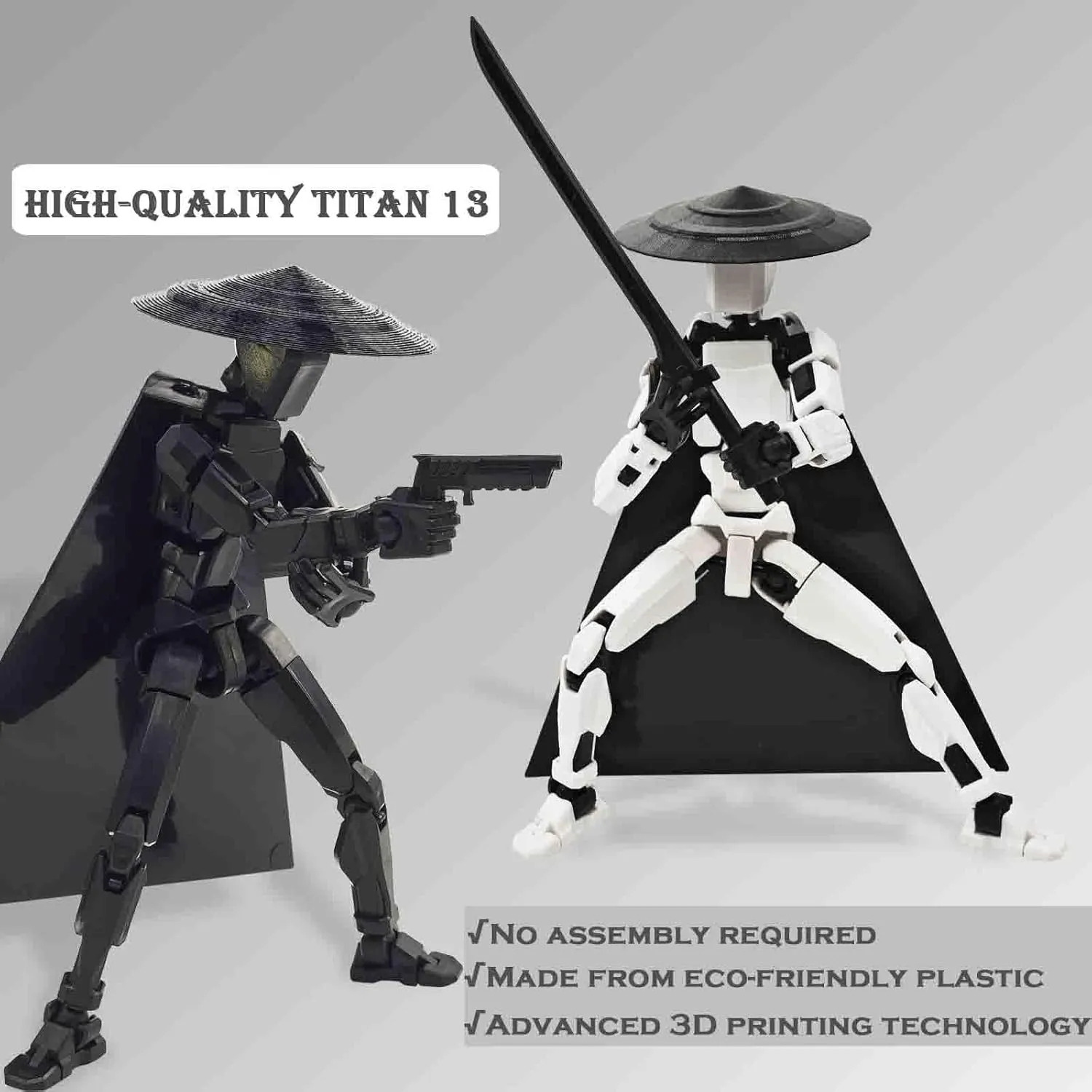 2 PCS Titan 13 Action Figures, 3D Printed Movable Figures with Swords and Axes for Collectors, Perfect for Display or Gifting (Assembly Completed)