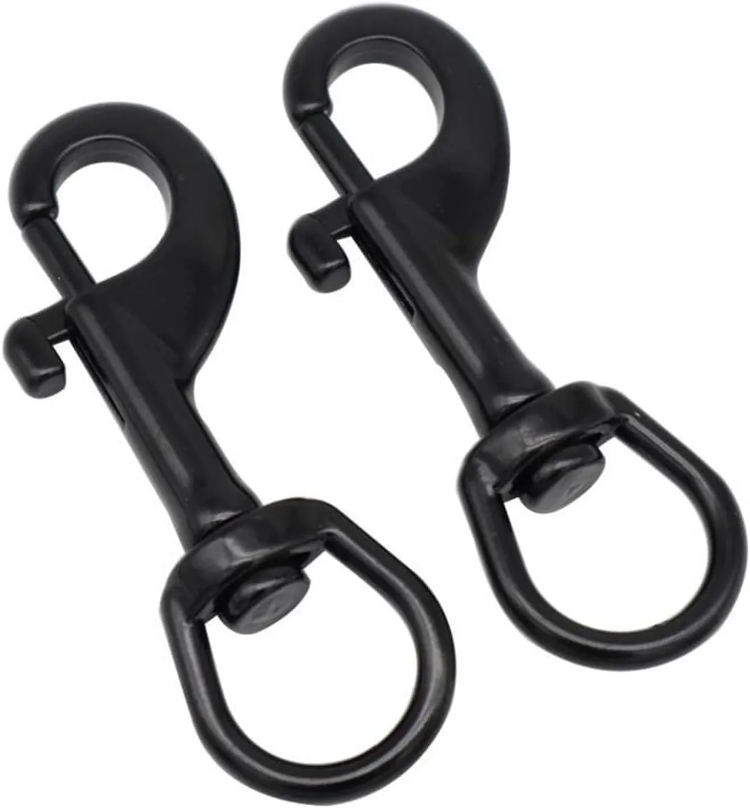 2 Pieces Stainless Steel 316 Black Oval Single Head Hook Diving Quick Draw pet Leash Hook Swivel Spring Hook Easy Installation