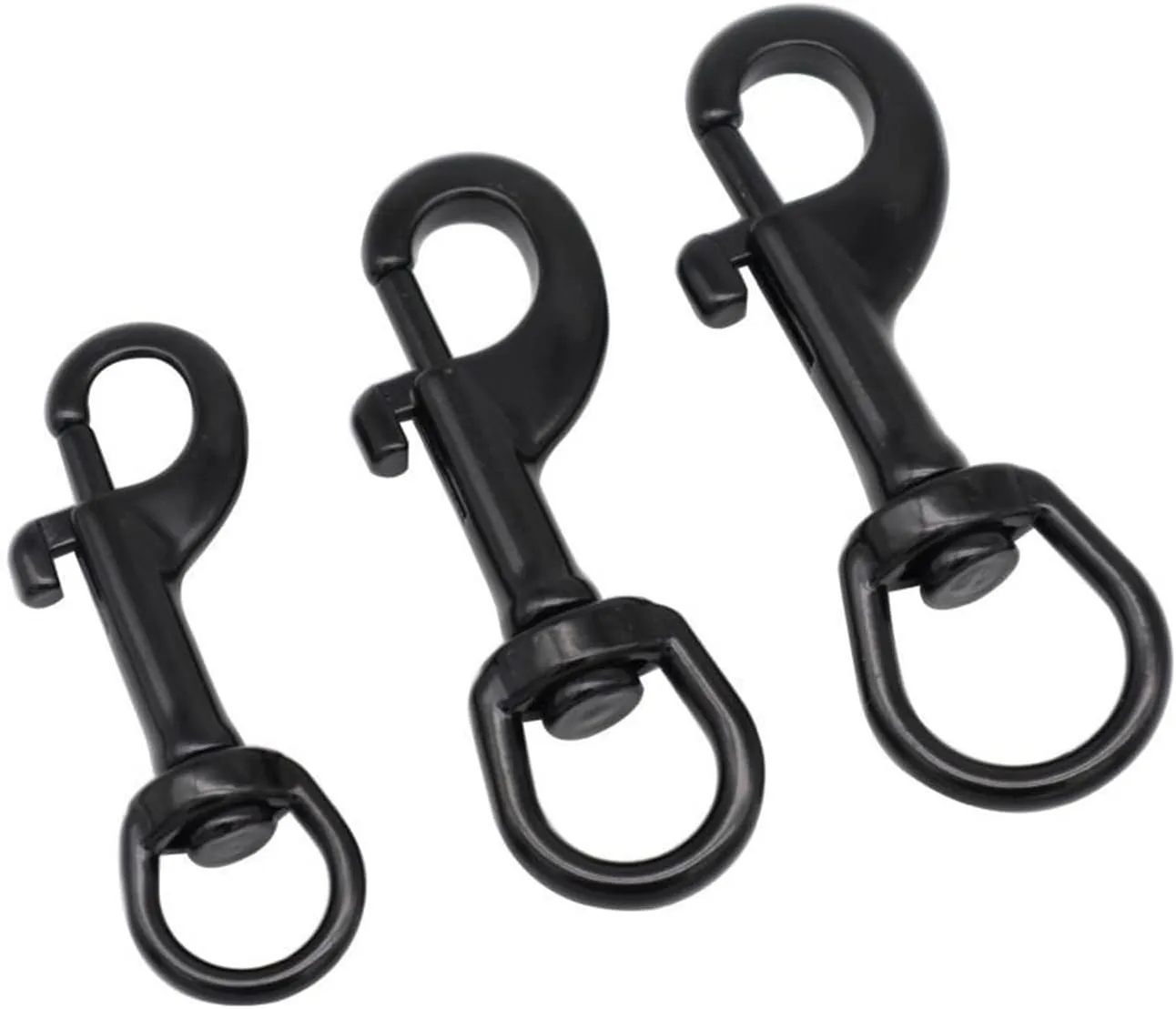 2 Pieces Stainless Steel 316 Black Oval Single Head Hook Diving Quick Draw pet Leash Hook Swivel Spring Hook Easy Installation