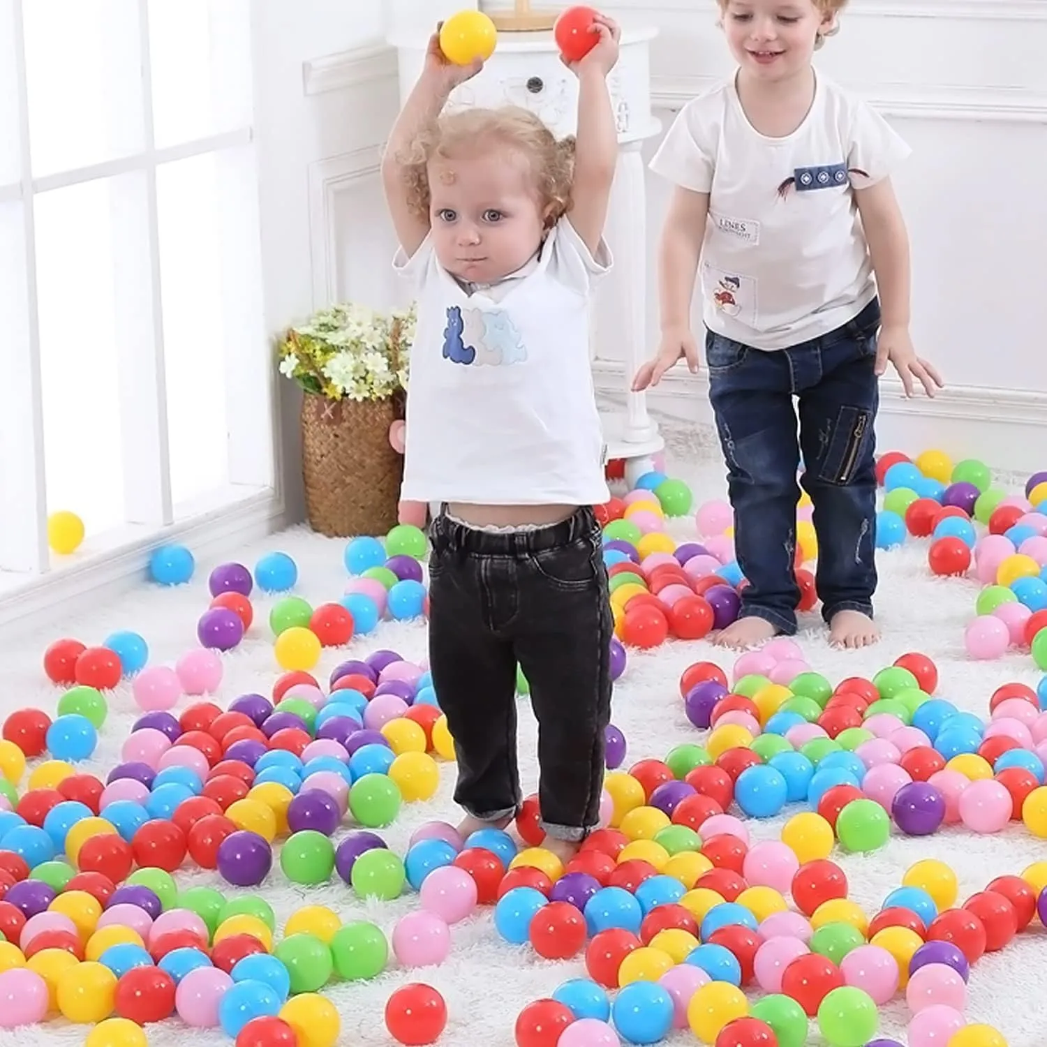 200/500/1000/2000 Count Plastic Soft Plastic Ball Pit Balls Colorful Play Pit Balls for Pet Dogs Ball Pit 2.2" Large Phthalate Free Bpa Free Balls for Toddlers 1-3 Baby Kids