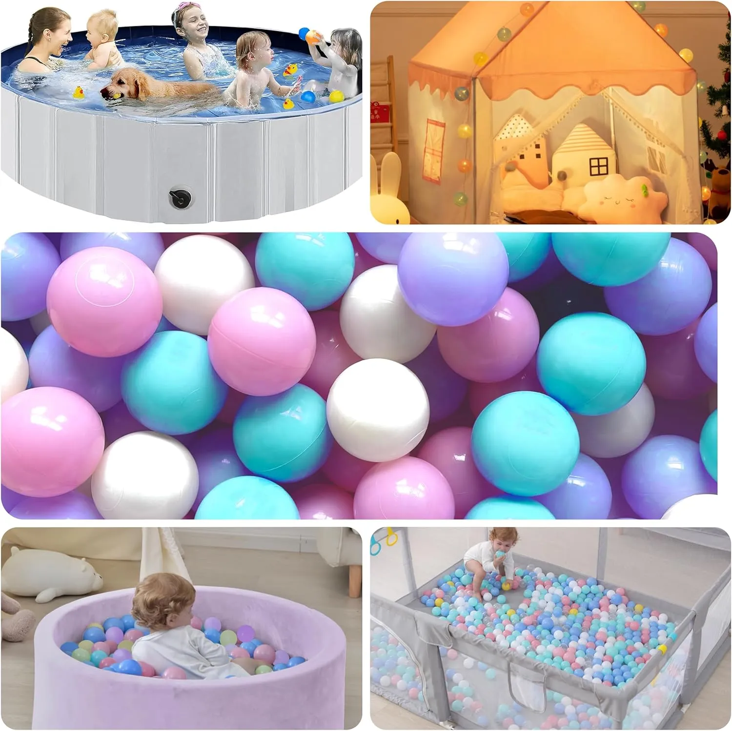 200/500/1000/2000 Count Plastic Soft Plastic Ball Pit Balls Colorful Play Pit Balls for Pet Dogs Ball Pit 2.2" Large Phthalate Free Bpa Free Balls for Toddlers 1-3 Baby Kids