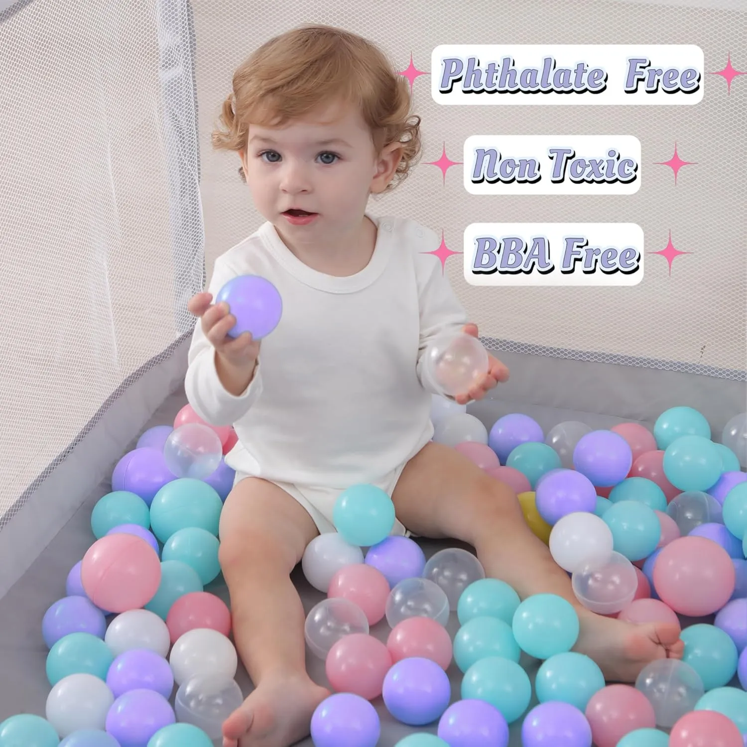 200/500/1000/2000 Count Plastic Soft Plastic Ball Pit Balls Colorful Play Pit Balls for Pet Dogs Ball Pit 2.2" Large Phthalate Free Bpa Free Balls for Toddlers 1-3 Baby Kids