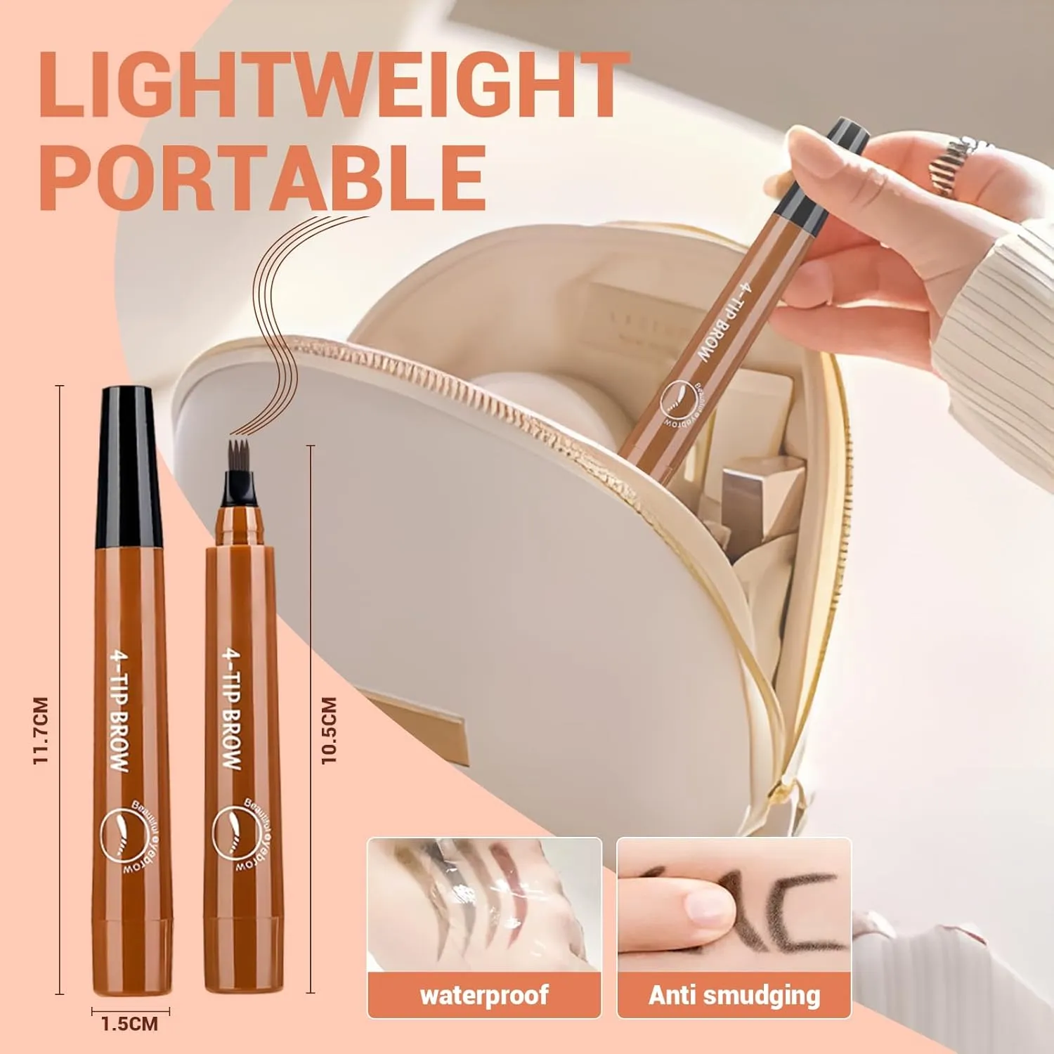 2025 Premium Magic Eyebrow Pencil with a Micro-Fork Tip, 3D Microblading Eyebrow Pencil Waterproof Contouring Pen, 4 Tipped Spoolie Brush Precise Brow Pen Natural Makeup Effect (Dark Brown)
