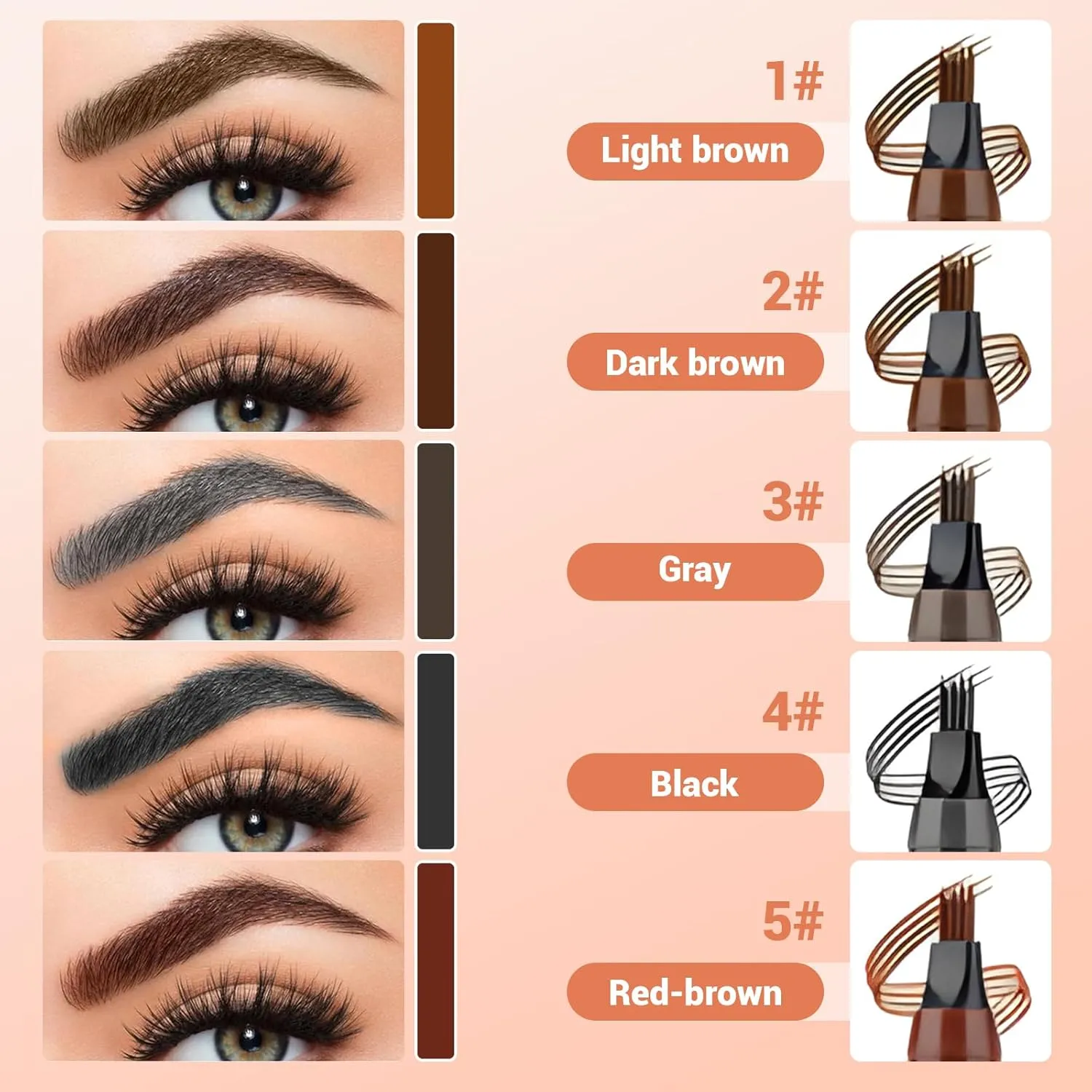 2025 Premium Magic Eyebrow Pencil with a Micro-Fork Tip, 3D Microblading Eyebrow Pencil Waterproof Contouring Pen, 4 Tipped Spoolie Brush Precise Brow Pen Natural Makeup Effect (Dark Brown)