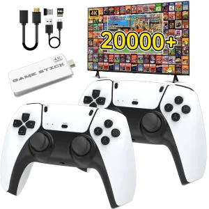 2025 Upgrade Wireless Retro Game Console,Retro Game Stick with 20,000  Games,4k Hdmi Output Game Stick,TV-Connectable Game Stick,Plug and Retro Play Video Games for Tv,Retro Game Stick.Whtie