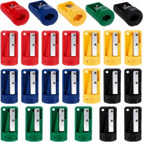 20 Pack Carpenter Pencil Sharpener Compact Manual Carpenter Pencil Sharpener Portable Woodwork Pencil Cutterfor Woodworking Travel School Office,5 Vibrant Shades