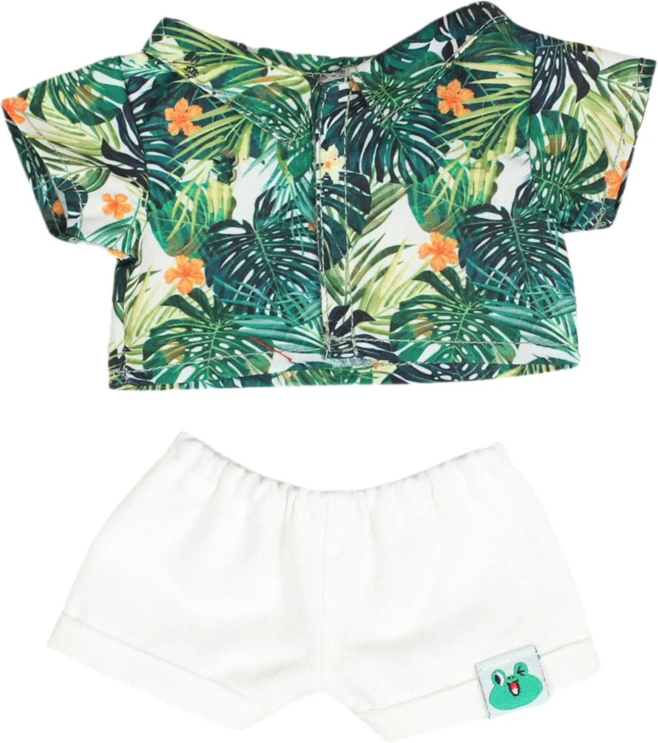 20cm/8inch Plush Doll Hawaiian Shirt & Shorts Clothing Suit, doll clothes for Skzoo Dolls Plush Toys, Plushies Clothes Suit (green)