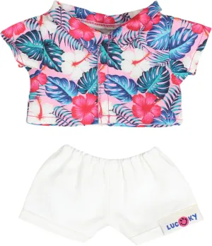 20cm/8inch Plush Doll Hawaiian Shirt & Shorts Clothing Suit, doll clothes for Skzoo Dolls Plush Toys, Plushies Clothes Suit (red)