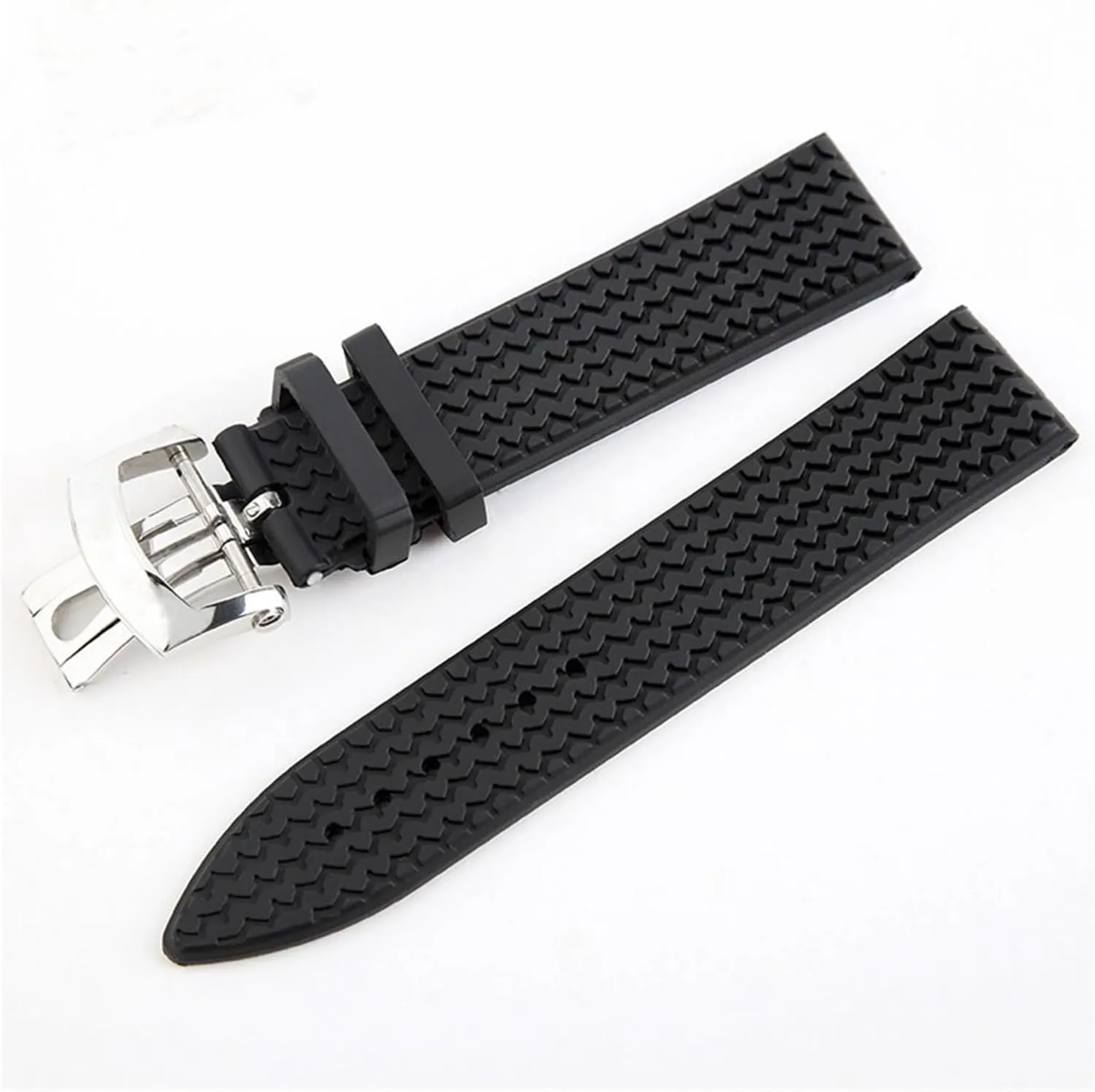 23mm Black Replacement Rubber Silicone Watchband Strap Watch
