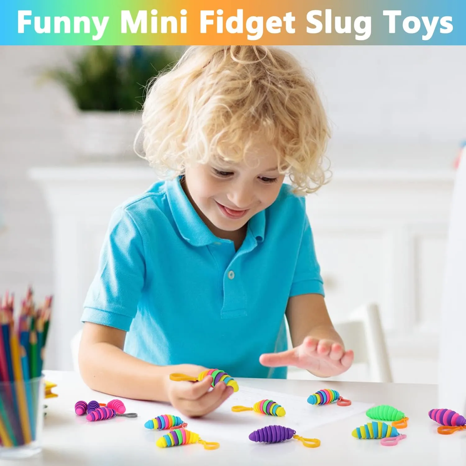 24 PCS Sensory Slug Toys, Articulated Stretch caterpillar toy, Anxiety Relief fidget Slug toy, Novelty Party Favors for Kids.