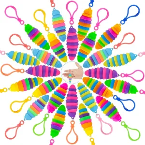 24 PCS Sensory Slug Toys, Articulated Stretch caterpillar toy, Anxiety Relief fidget Slug toy, Novelty Party Favors for Kids.