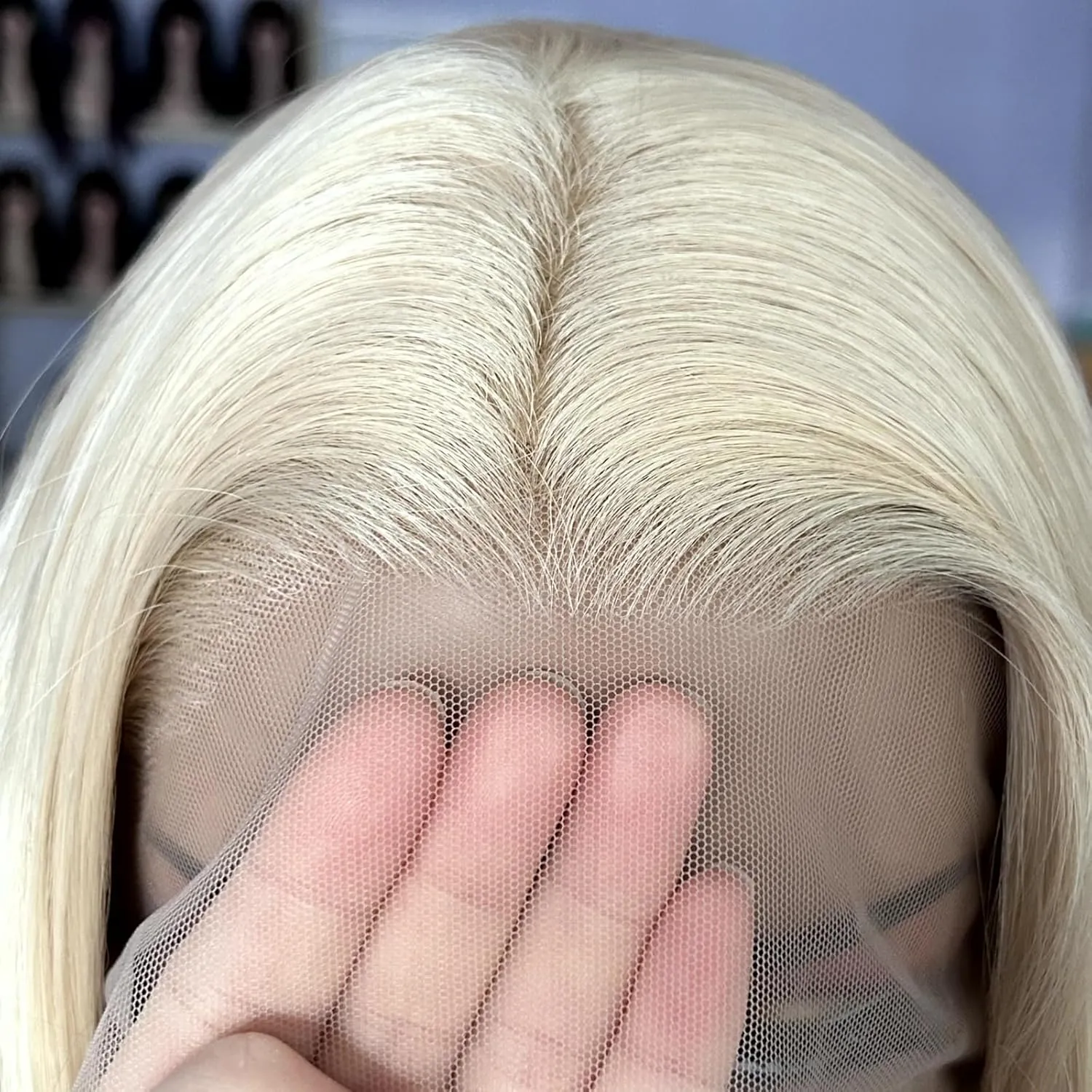 24" Long Silky Straight Blonde Synthetic Lace Front Wigs with Middle Part Natural Hairline Cosplay Wigs Daily Use Wigs