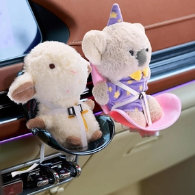 2 Pcs Doll Car Seat for Car Air Conditioning Vents Have a Seat for Doll Decoration Plastic Sofas for Cute Interior Decor Accessories Ornaments, Black and Pink
