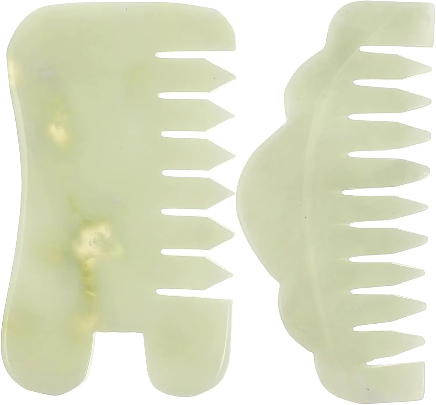 2pcs Jade Hair Combs Gua Combs for Scalp Massage and Facial Care Natural Jade Scraping Tools for Relaxation and Circulation for Self-Care and Gifting