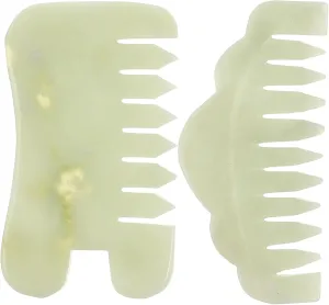 2pcs Jade Hair Combs Gua Combs for Scalp Massage and Facial Care Natural Jade Scraping Tools for Relaxation and Circulation for Self-Care and Gifting
