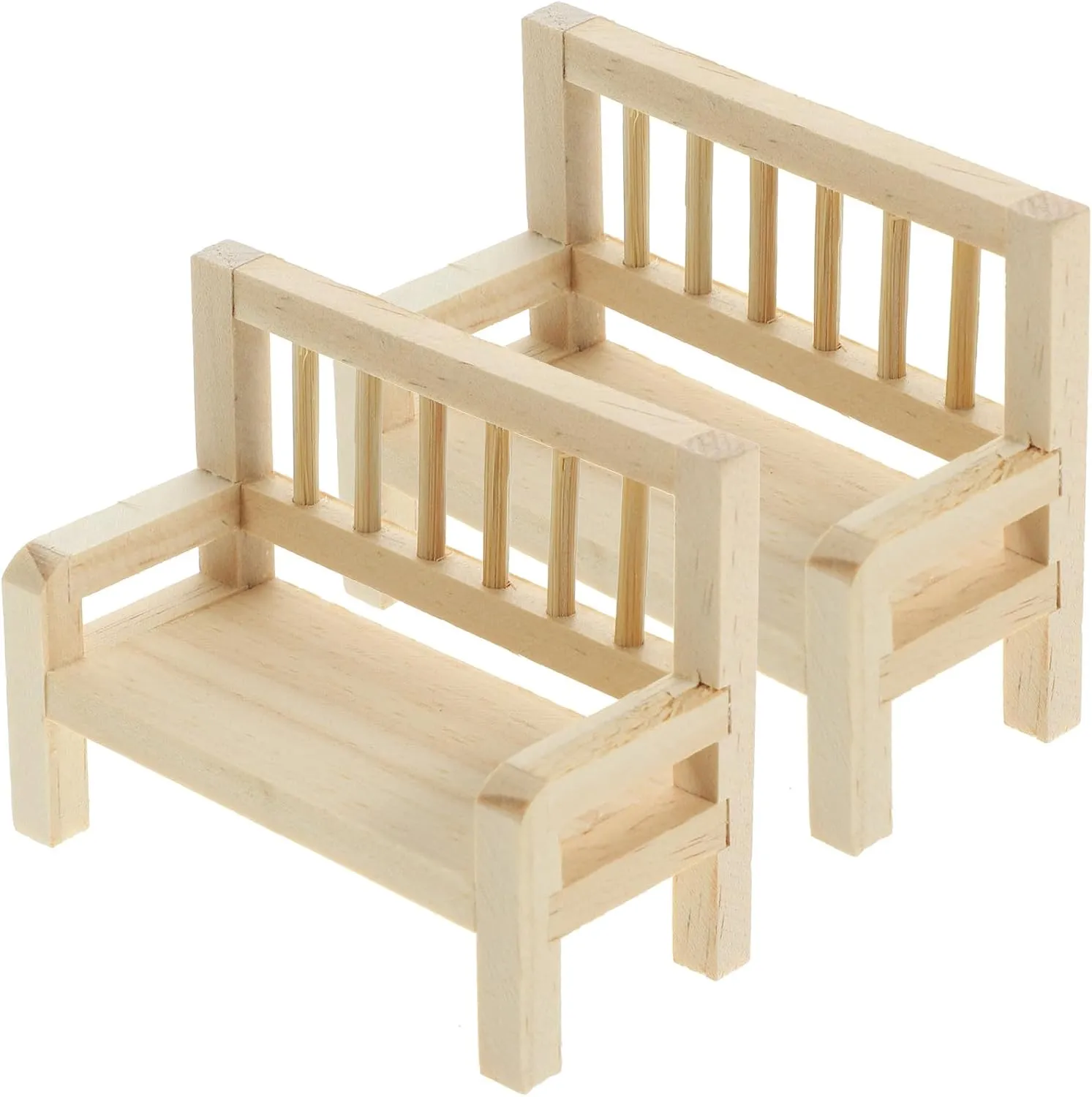2Pcs Miniature Bench Dollhouse Bench Dollhouse Chair Wooden Tiny Chair Cleaning Supplies Doll House Bench Micro Landscape Bench Doll House Decor