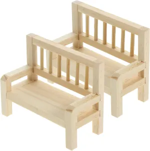 2Pcs Miniature Bench Dollhouse Bench Dollhouse Chair Wooden Tiny Chair Cleaning Supplies Doll House Bench Micro Landscape Bench Doll House Decor