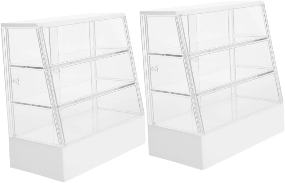 2pcs Miniature Cake Display Cabinet for Dollhouse Adorable Bakery Case Model Compact Design for Doll House Decoration Miniature Dessert Storage