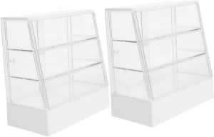 2pcs Miniature Cake Display Cabinet for Dollhouse Adorable Bakery Case Model Compact Design for Doll House Decoration Miniature Dessert Storage