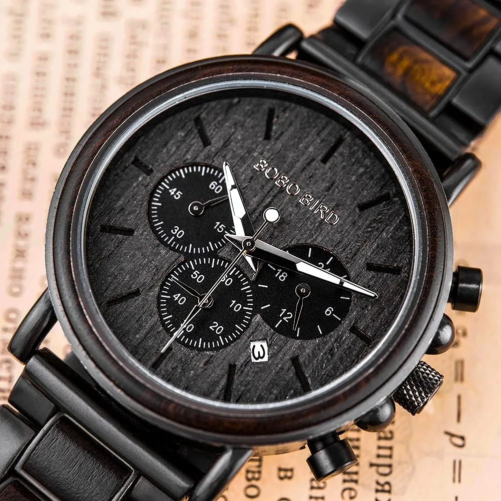 2win Engraved Wooden Watch for Boyfriend My Man Fiancé Husband Customized Personalized Wood Watches for Men Birthday Anniversary Personalized Watch