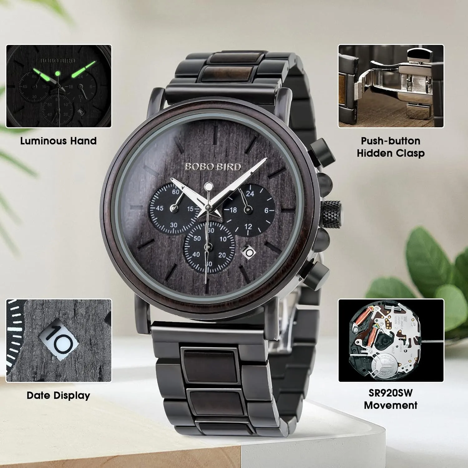 2win Engraved Wooden Watch for Boyfriend My Man Fiancé Husband Customized Personalized Wood Watches for Men Birthday Anniversary Personalized Watch