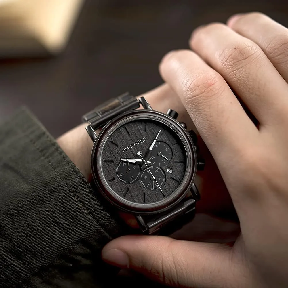 2win Engraved Wooden Watch for Boyfriend My Man Fiancé Husband Customized Personalized Wood Watches for Men Birthday Anniversary Personalized Watch