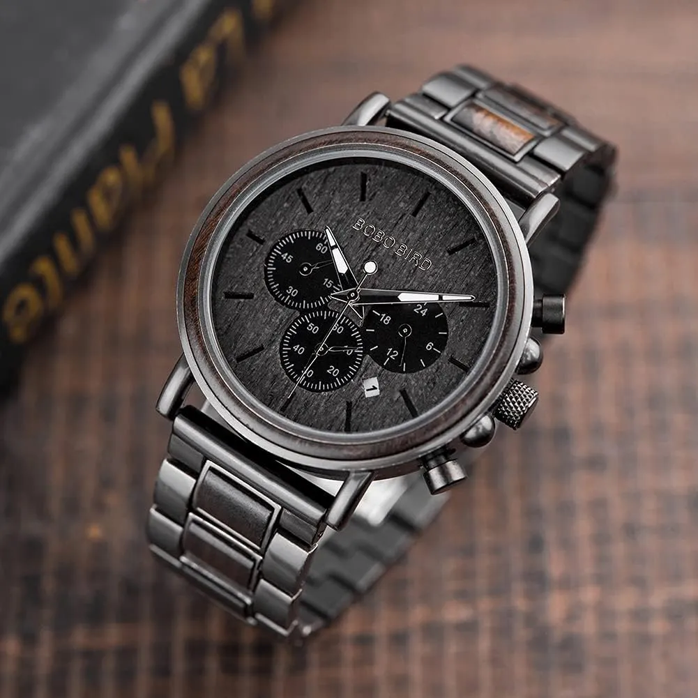 2win Engraved Wooden Watch for Boyfriend My Man Fiancé Husband Customized Personalized Wood Watches for Men Birthday Anniversary Personalized Watch