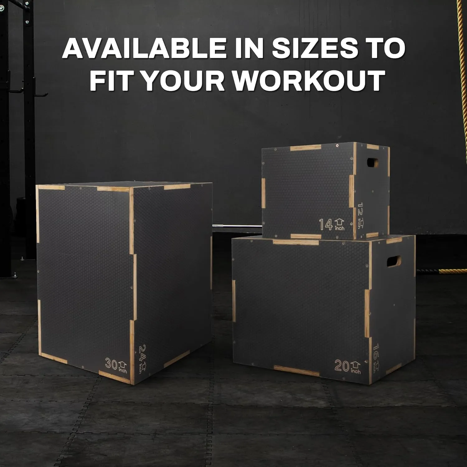 3 in 1 Non-Slip Wooden Plyo Box Plyometric Box Jumping Exercise, Multiple Sizes