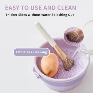 3-in-1 Silicone Makeup Brush Cleaner Mat, Brush Drying Holder, Purple