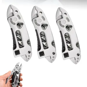 3 PCS Outdoor Multi-purpose Tool Pliers, Multitools Mini Multifunctional Plier Tool Set, Stainless Steel Multi Tool Pliers Adjustable Pocket Pliers Multitool Lightweight Folding Multipurpose Tool (A)
