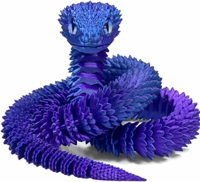 30 Inch 3D Printed Snake - Movable Articulated Snake, Perfect 3D Printed Animals for Educational Toys! Must-Have Toys for Kids and Collectors, Home Office Executive Desk Decor (Blue Purple)