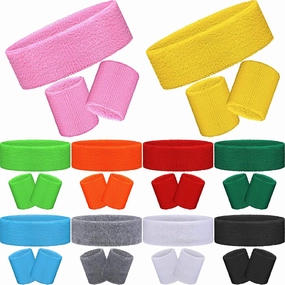30 Pieces 80s Sweat Band Sets Includes 10 Neon Colors Sports Headband 20 Wristbands Sweatbands for 80s Party Women, Colorful Sweatband Set