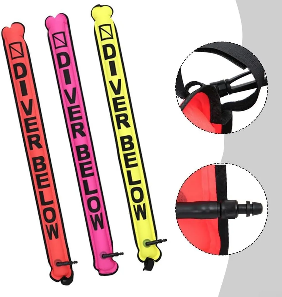 3.7ft Diving SMB Surfaces Marker Buoy, Inflatable High Visibility Scuba Diving SMB Marker Buoy Essential Safety Tool For Underwater Use(Yellow)