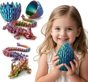 3D Printed Dragon,Dragon Eggs with Dragon Inside,Surprise Dragon Egg Toy,12'' Full Articulated Crystal 3D Dragon