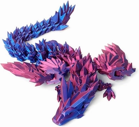 3D Printed Dragon - 18 inch Flying Articulated Dragon with Wings, Flexible Winged Crystal Fidget Toy, Home Decor, Birthday Gift, Desk Pet(Purple)